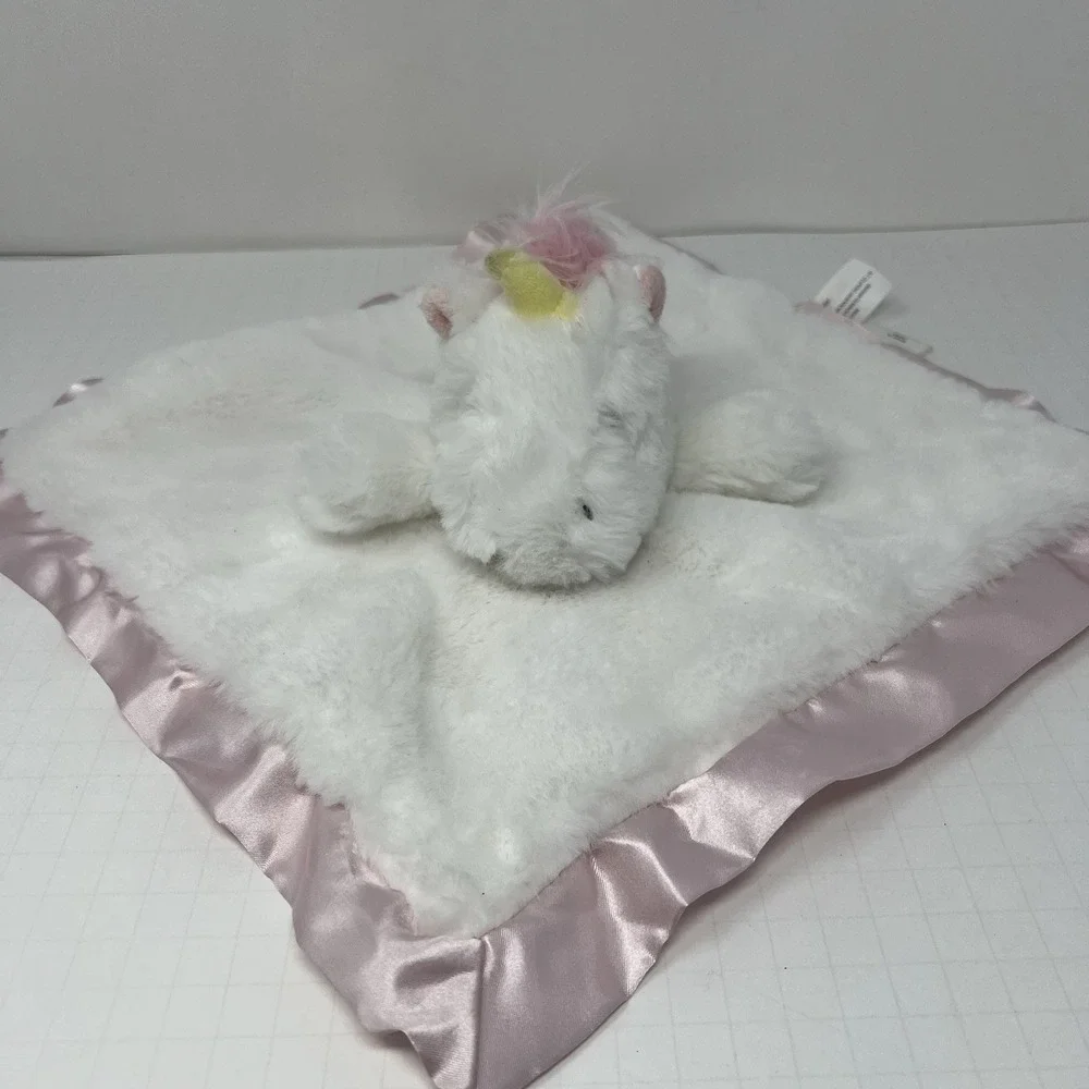 Cloud Island Unicorn Lovey 13 Inch White Pink Satin Trim Security Blanket